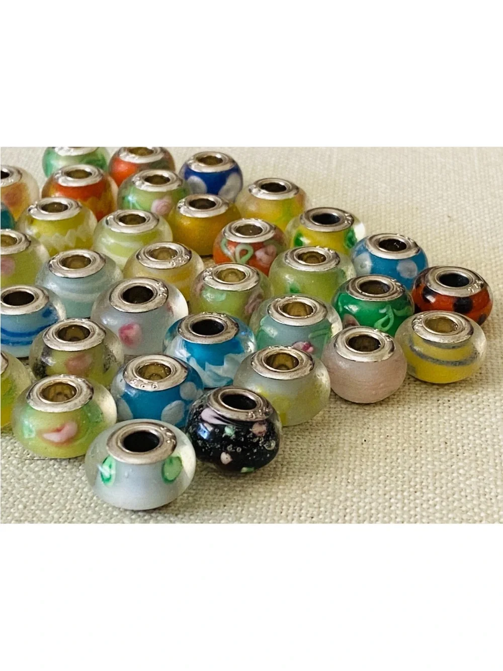 HUGE LOT of 40 925 Murano Art Glass Bracelet Necklace Charms Beads